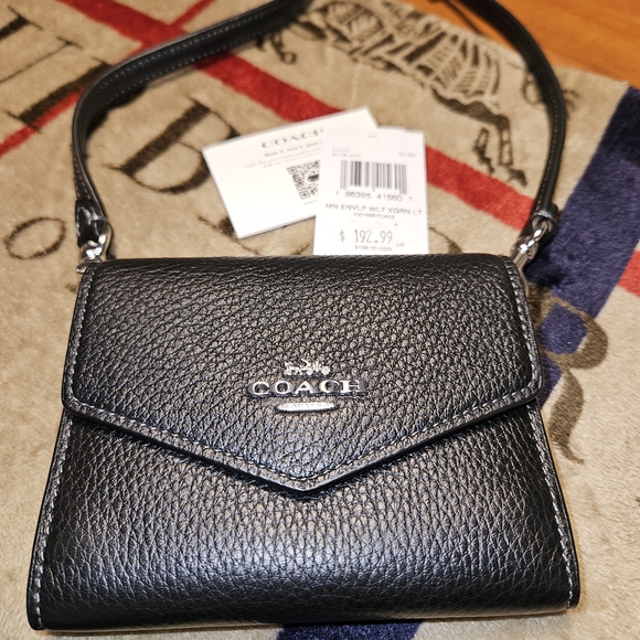 Coach Handbags - Small Coach Black Leather Crossbody Wallet